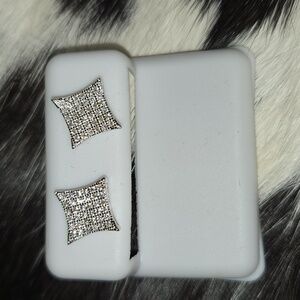 Moissonite Sterling Silver 925 Square Stud Earrings